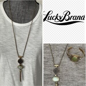 Lucky Brand Gold and Mint Necklace & Bracelet